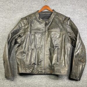 Harley-Davidson Jacket Mens 3XL Black Leather Motorcycle Riding Gear Logo